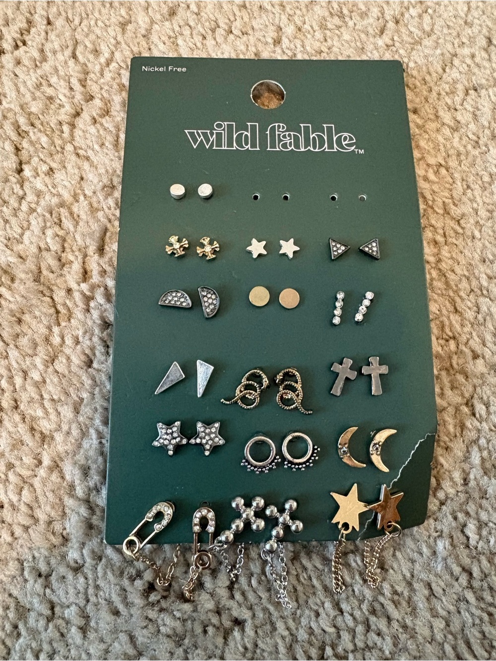 wild fable gold and silver mixed earring set - 16 pairs
